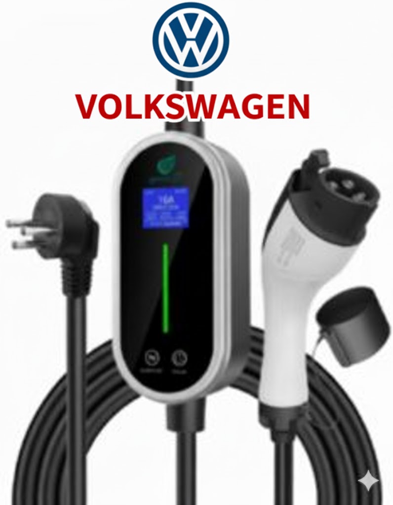 מטען נייד TYPE 2 עם כיתוב ולוגו של פולסקוואגן