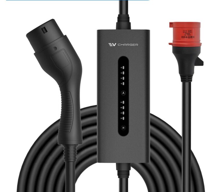 מטען נייד לרכב חשמלי תלת פאזי 22KW כולל צג בקרה ושליטה