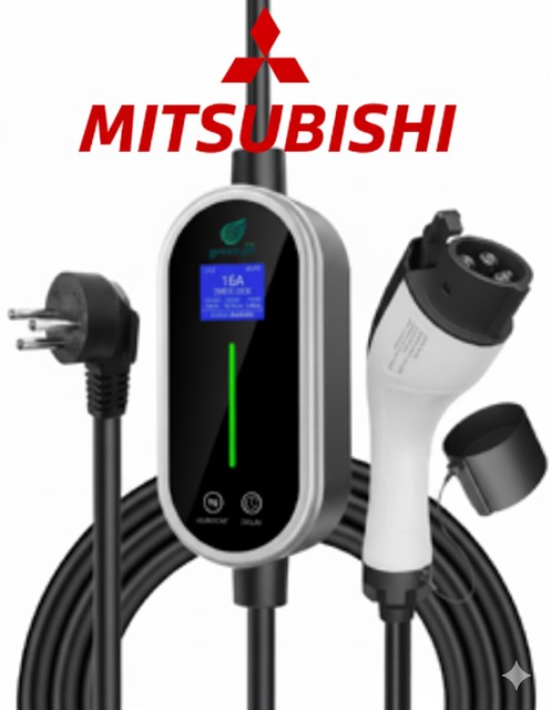 מטען נייד TYPE 1 עם הכיתוב מיצובישי באדום