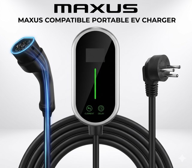 מטען לרכבי MAXUS, עם שקע ביתי ישראלי וצד שני TYPE 2